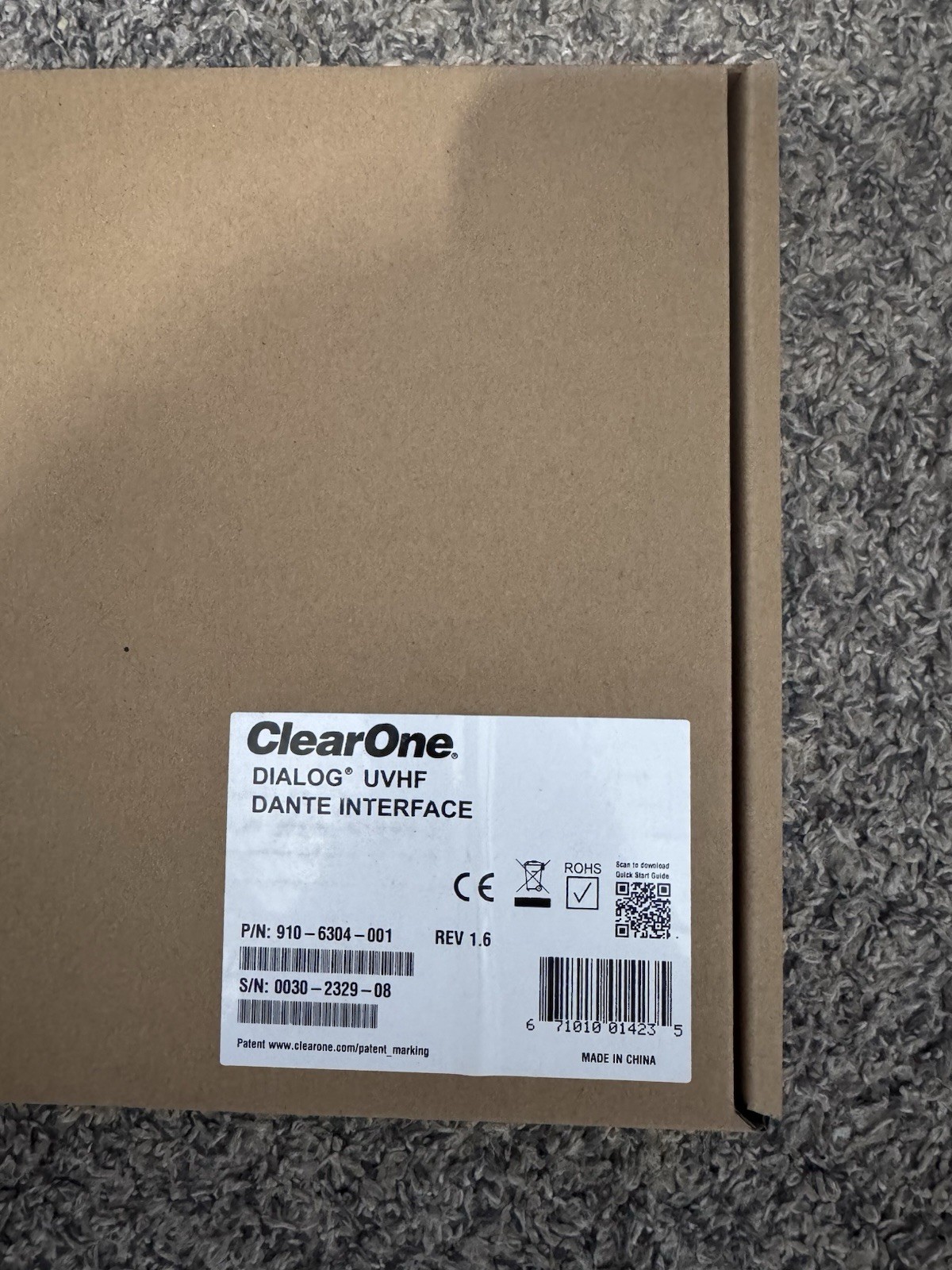 ClearOne Dialog UVHF Dante Interface 910-6304-001 REV 1.6