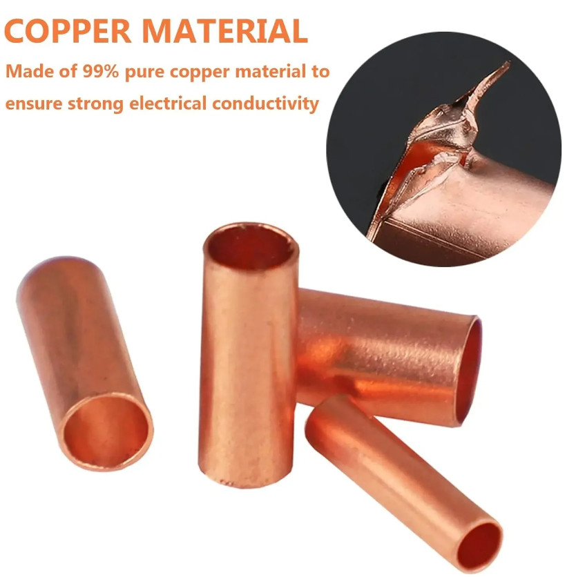 250pcs Copper Crimp Connector Kit – 7 Sizes Non-Insulated Wire Ferrules – NEW