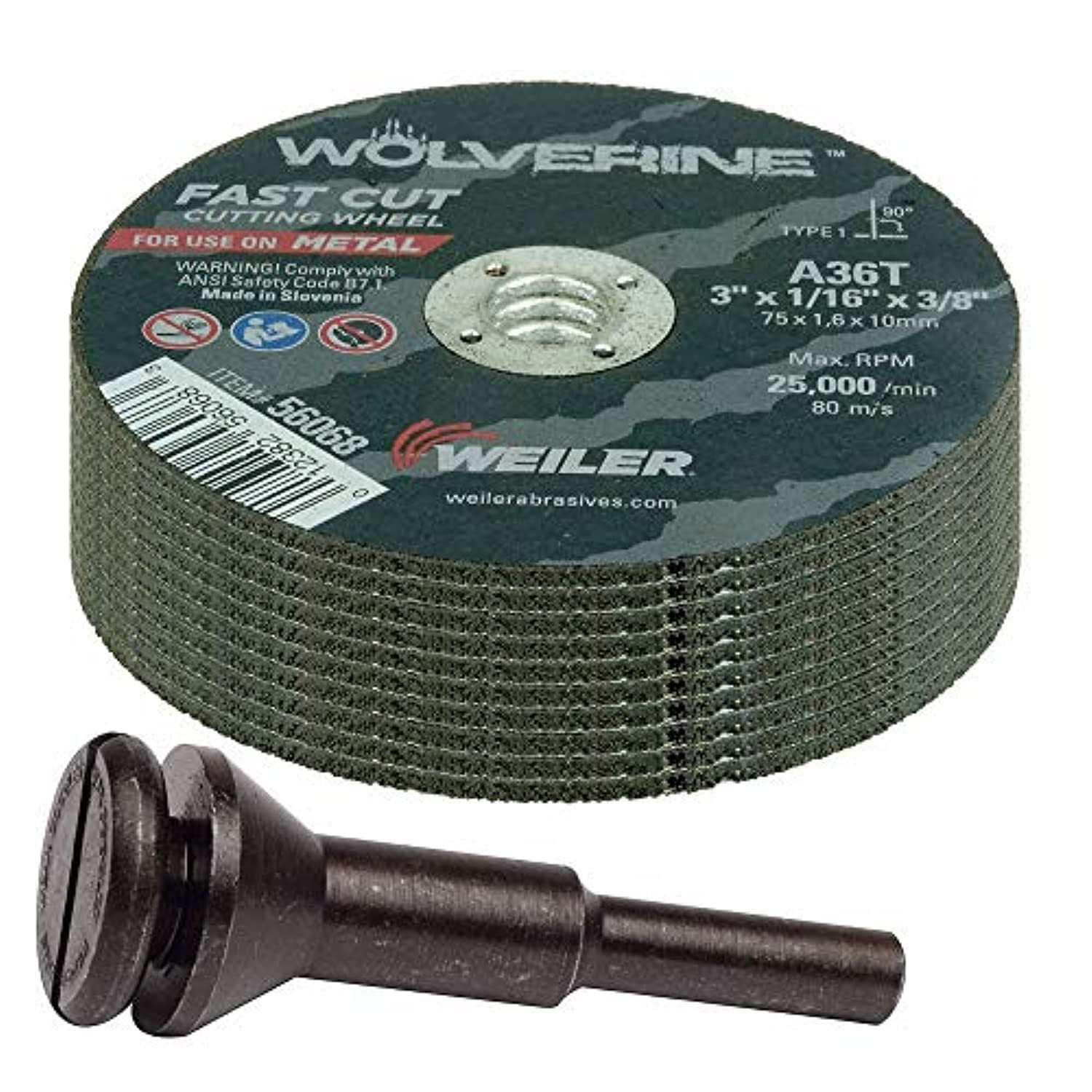 Die Grinder Cut-Off Wheel Mandrel Kit with 10 Discs for Metal Cutting
