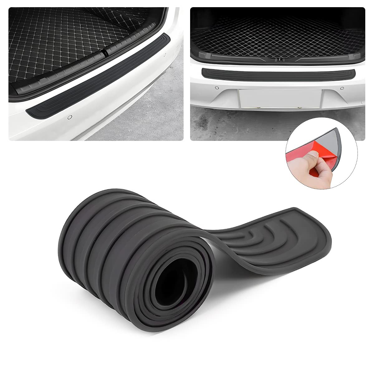 Car Rear Bumper Protector Guard AntiScratch Rubber Cover Strip for Most Cars…