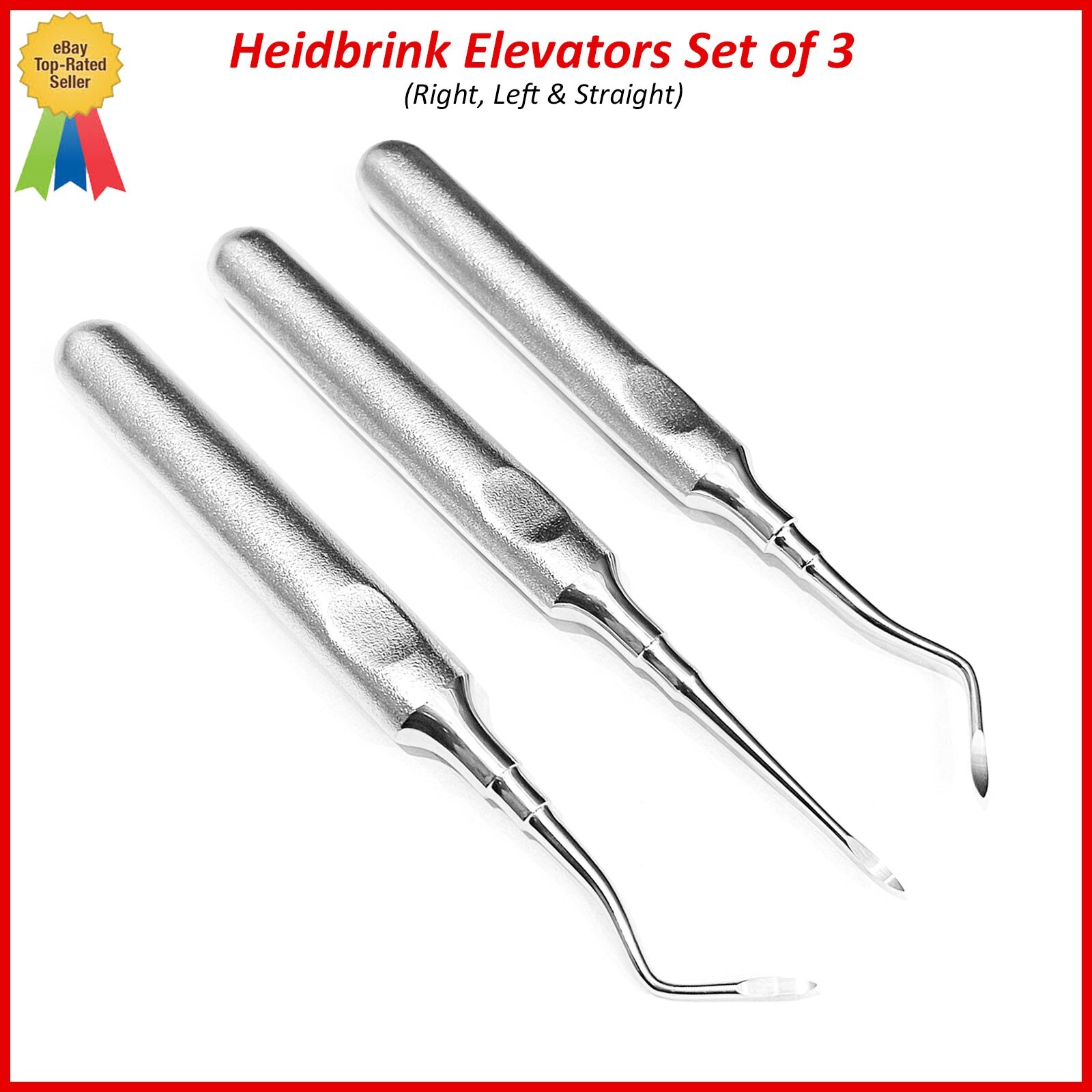 3 Pcs Dental Root Elevators HEIDBRINK Oral Surgery Luxating Root Picker Elevator