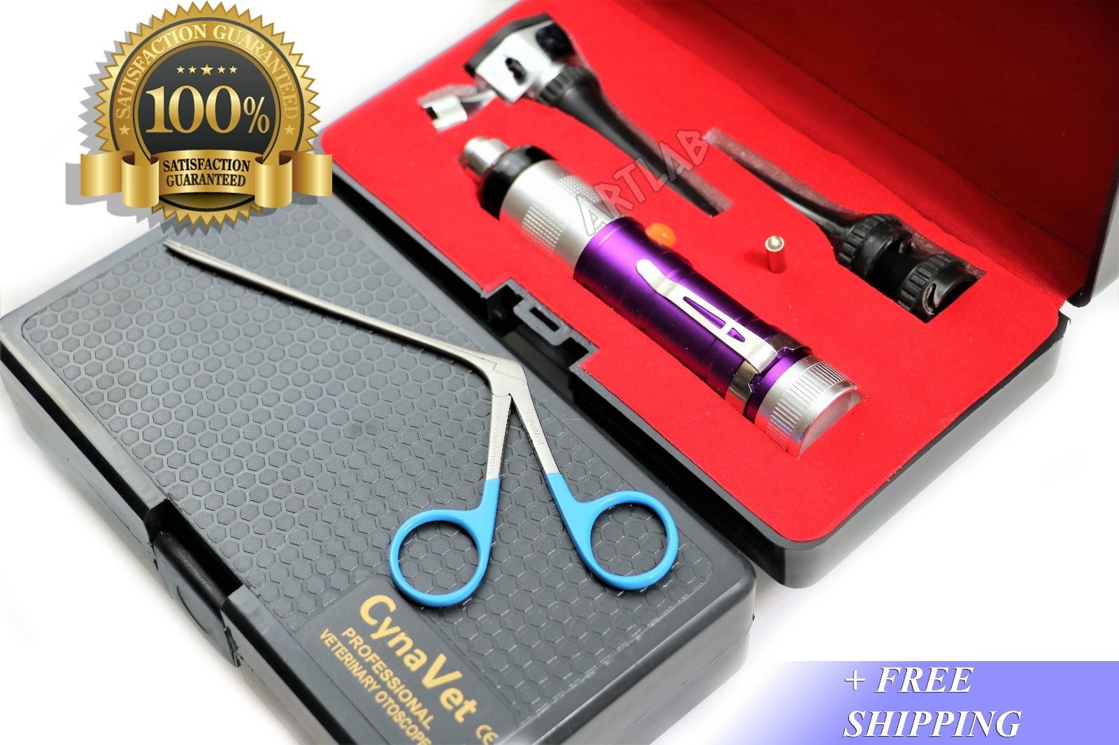 PROFESSIONAL VETERINARY OTOSCOPE SET + ALLIGATO FORCEPS- ANIMAL DIAGNOSTIC TOOLS
