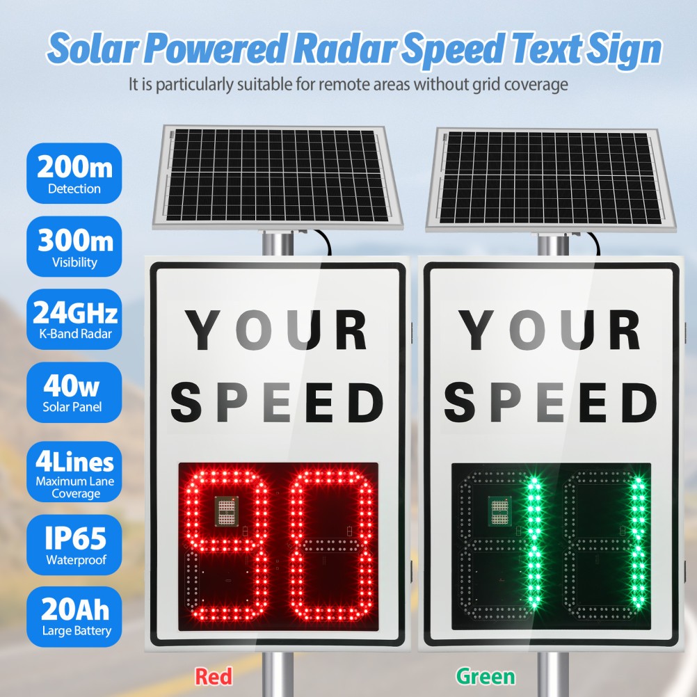 Solar Powered Radar Speed Sign 90*60cm Wireless Speed Display Waterproof IP65