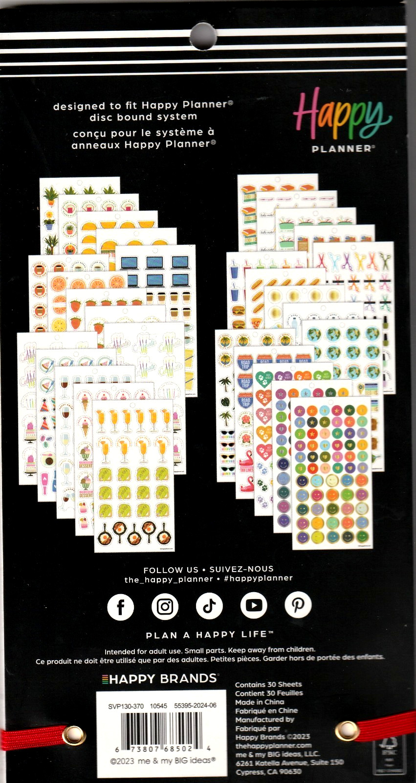 Happy Planner EVERYDAY ICONS – BRIGHT & BOLD Sticker Book -30 Pgs – 995 Pcs -NEW