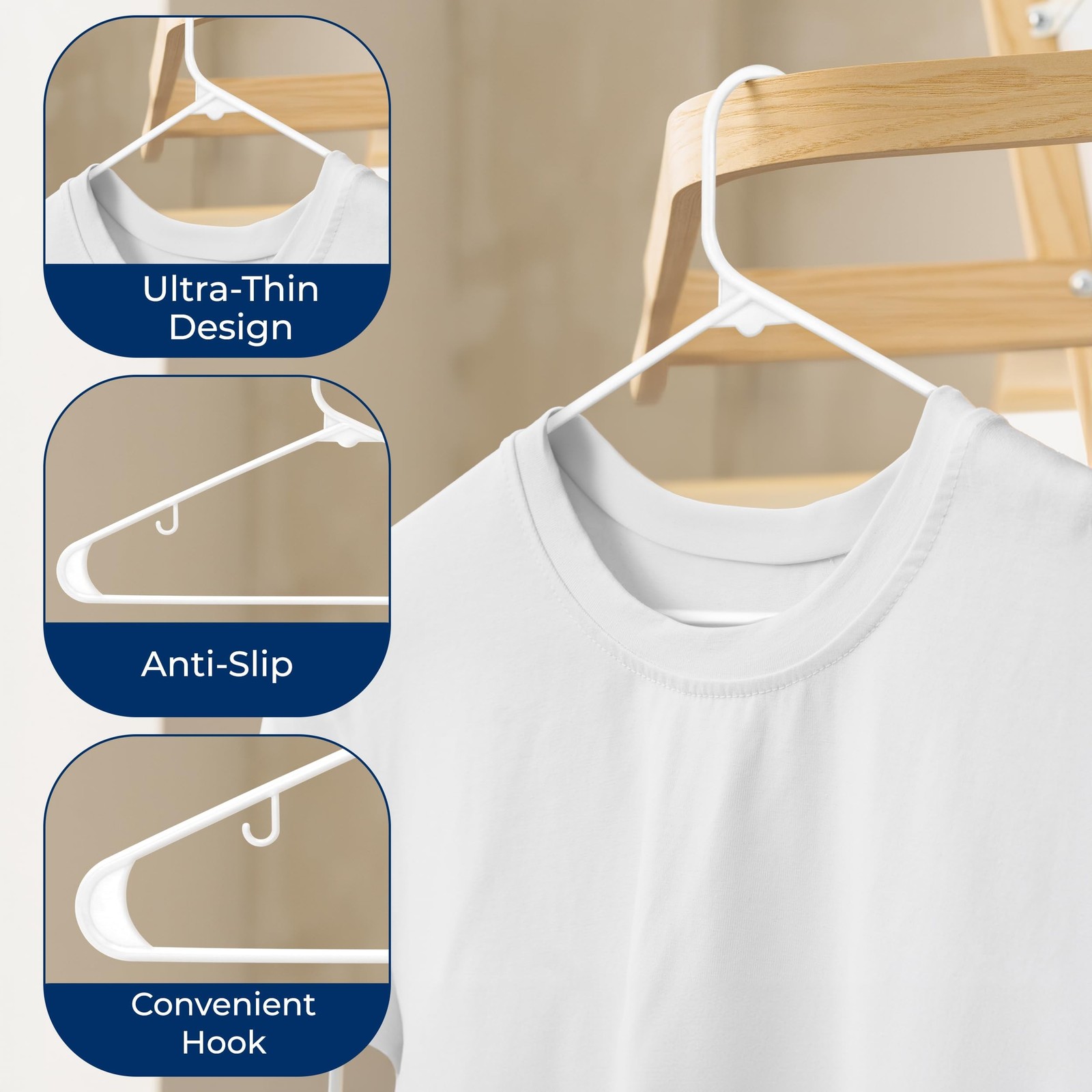 SereneLife Premium 20 Pack Plastic Hangers, Lightweight, Durable, Space Savin…