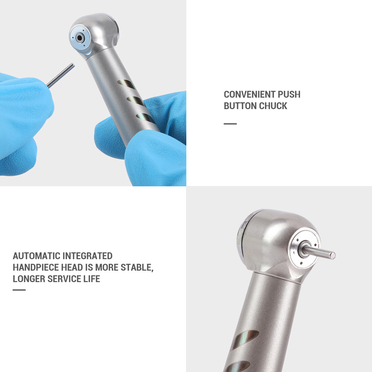 Dental Torque Head High Speed Handpiece 3 Water Spray Stainless Body 2 /4Holes