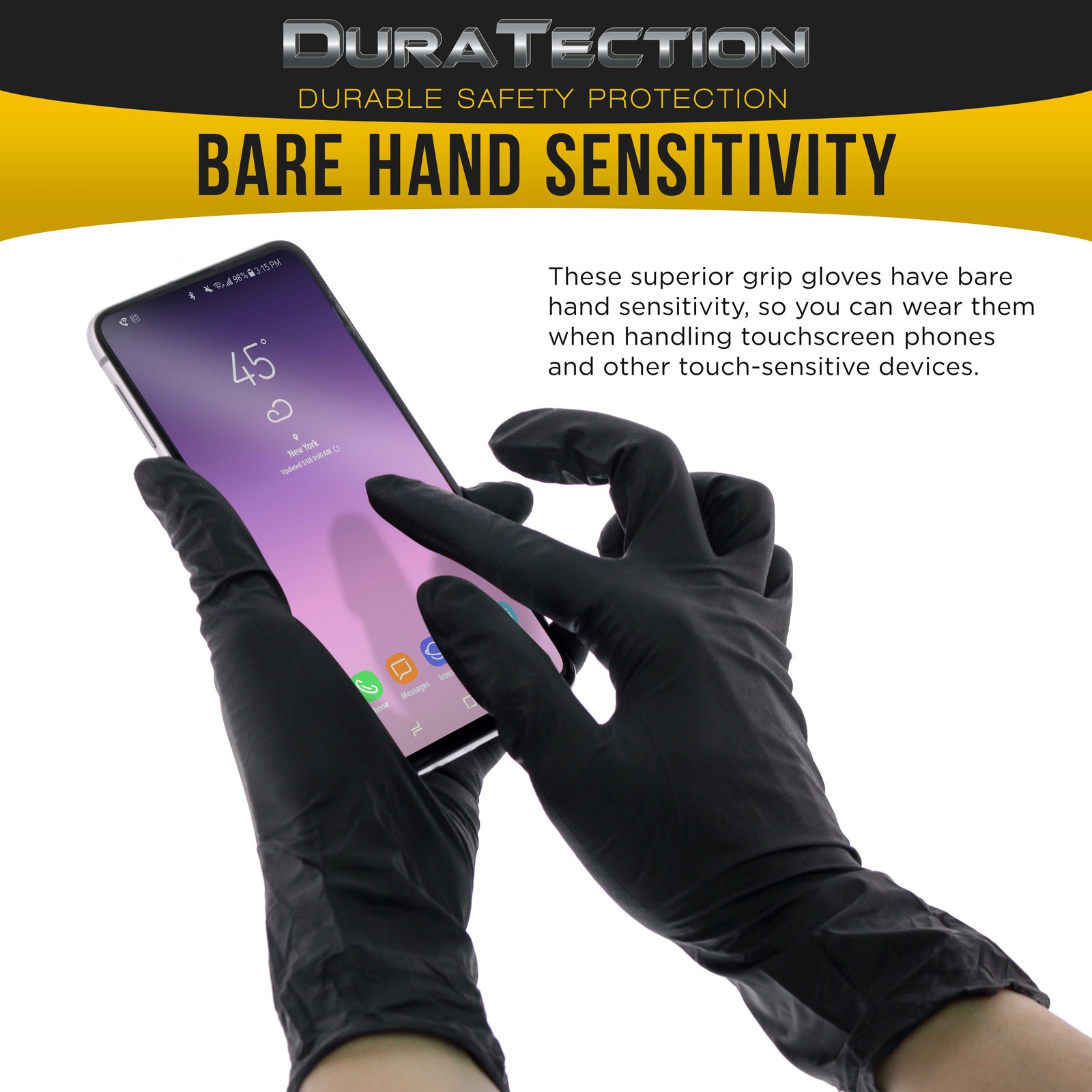 Dura-Gold HD Black Nitrile Disposable Gloves, Box of 100, Size X-Large, 6 Mil