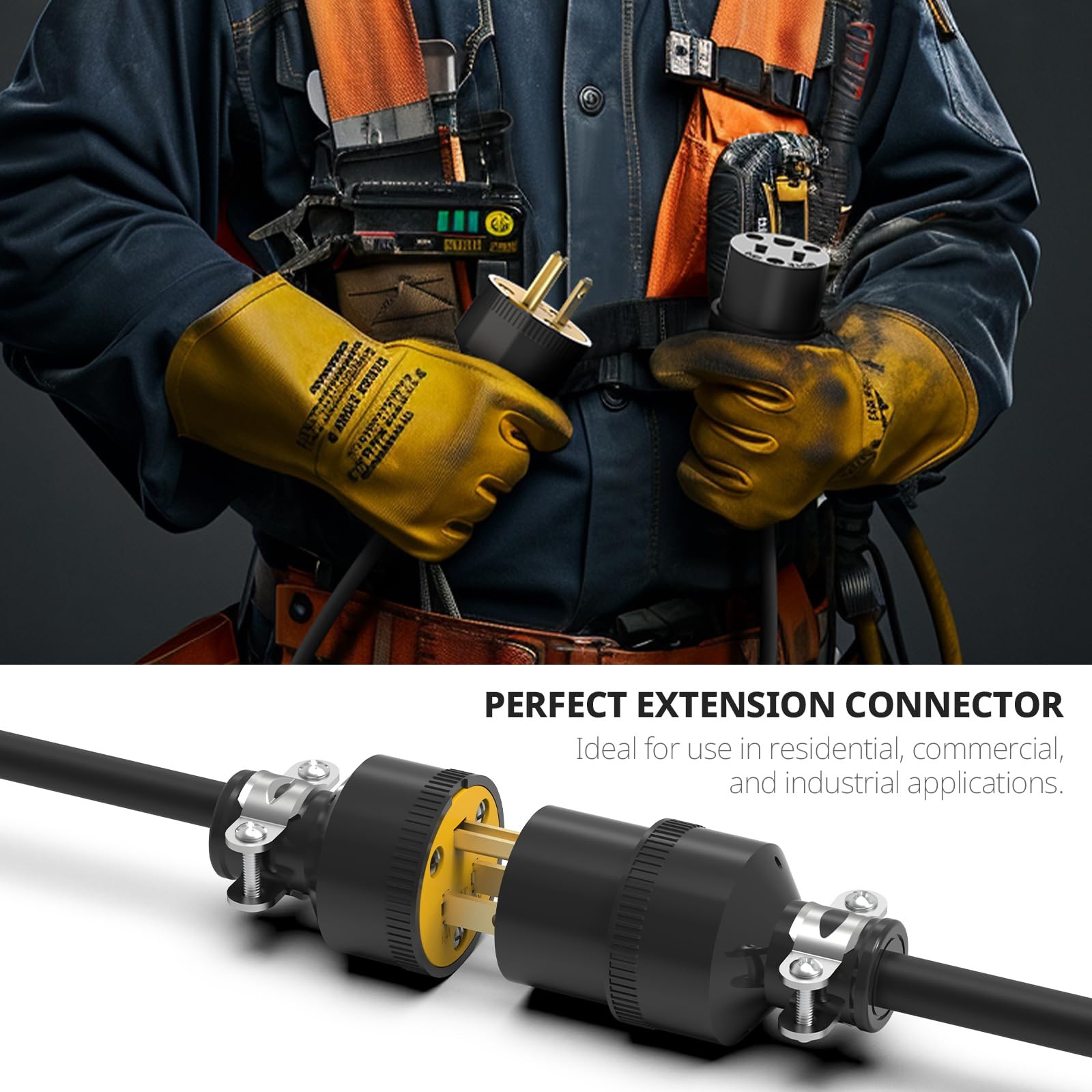 Black 3 Prong Male Extension Cord Replacement Plug Electrical End