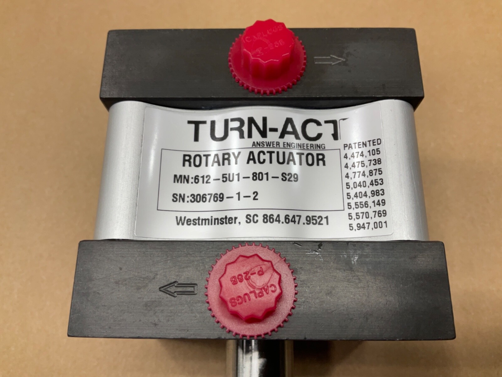 TURN-ACT 612-5U1-801-S29 ROTARY ACTUATOR CYLINDER #08D74PR5*IAC