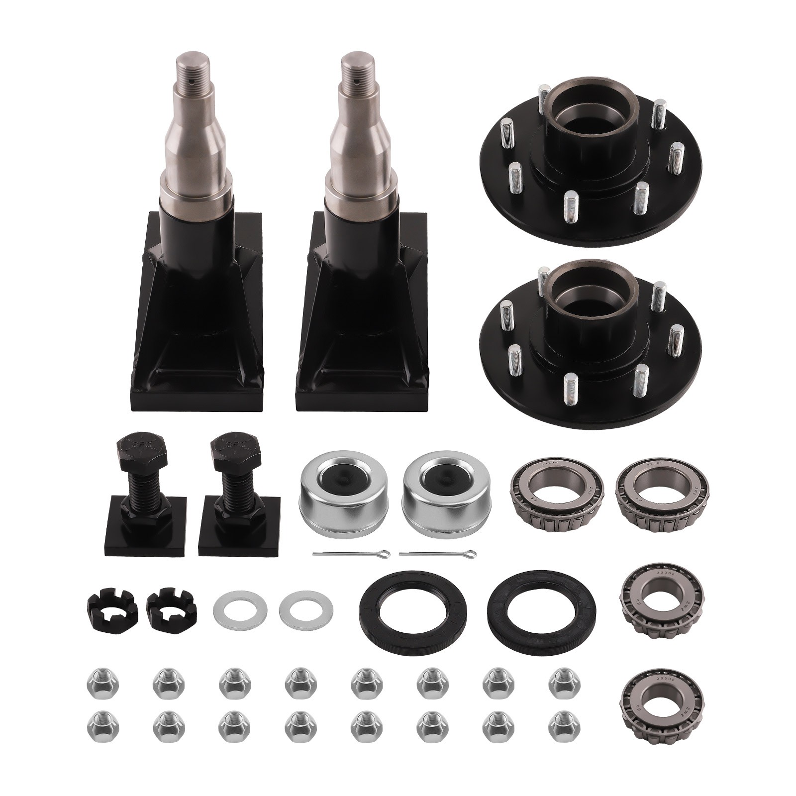 8x 6.5 8000LB Lug Superior Shipping Container Wheels Bolt-on Spindle Kit New