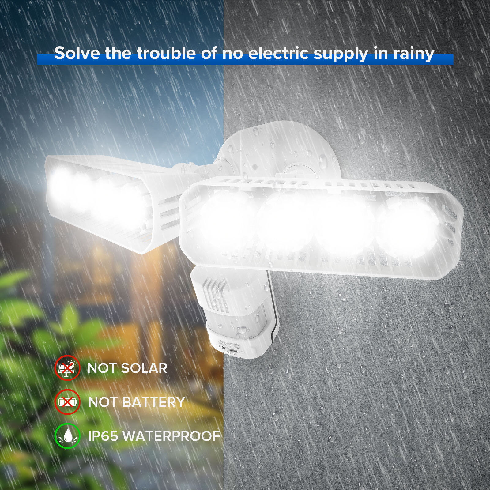 SANSI 2x LED Security Light Motion Sensor 7000LM IP65 Outdoor Wall Floodlight