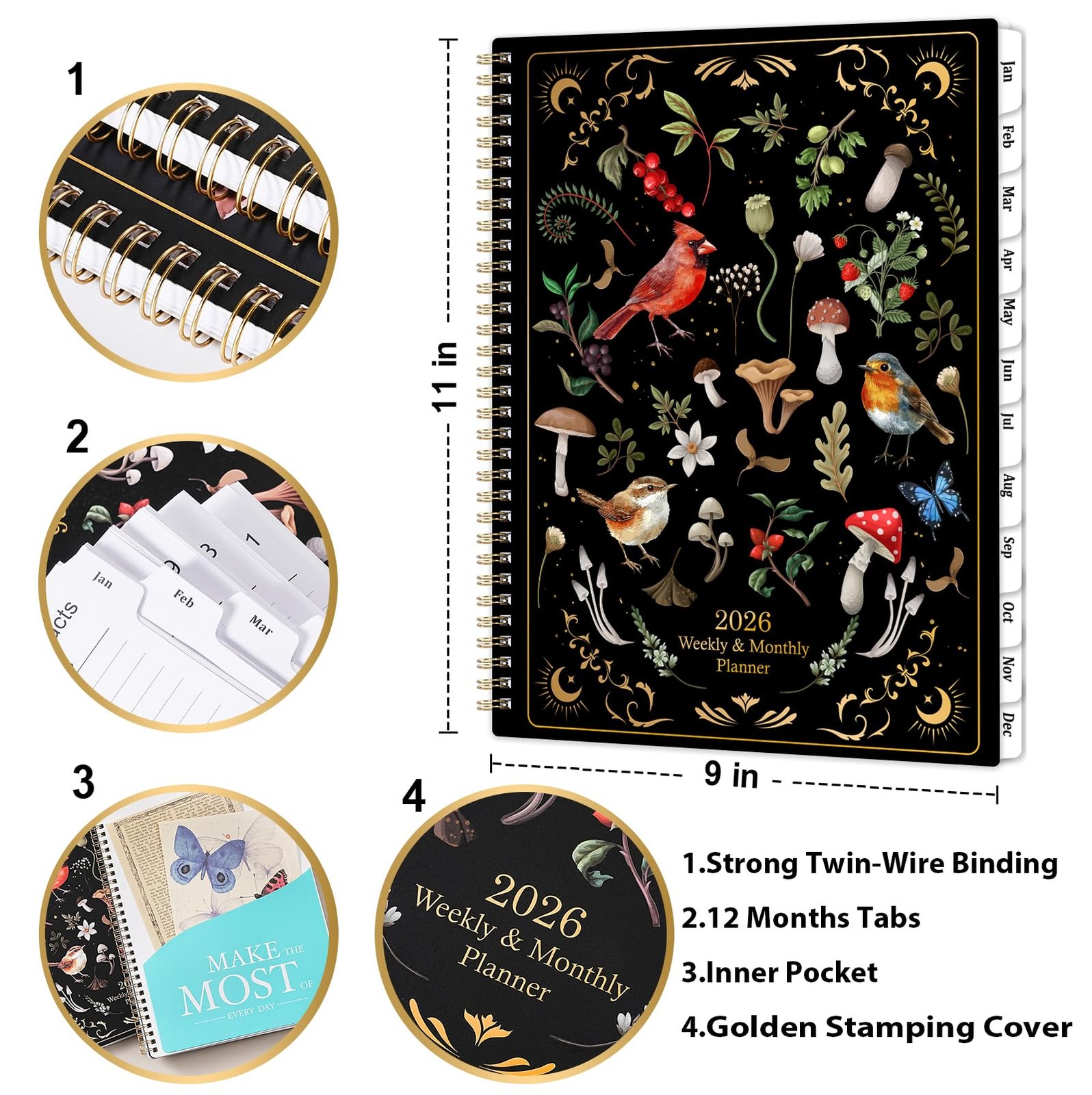 2026 Planner – Planner 2026, 9″ x 11″, Jan 2026 – Dec 2026, 2026 Weekly Monthly
