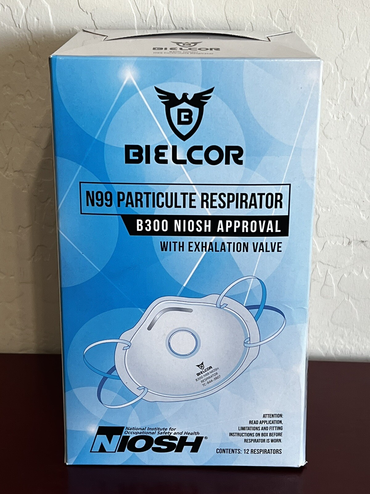 Bielcor N99 Particulate Respirator Masks w/Exhalation Valve NIOSH Approved 12 PK