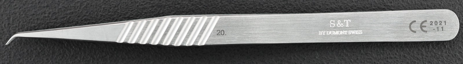 S&T JFAL-3 Vessel Dilator Forceps, Smooth 0.3mm Jaws, Angled 45°, 130mm