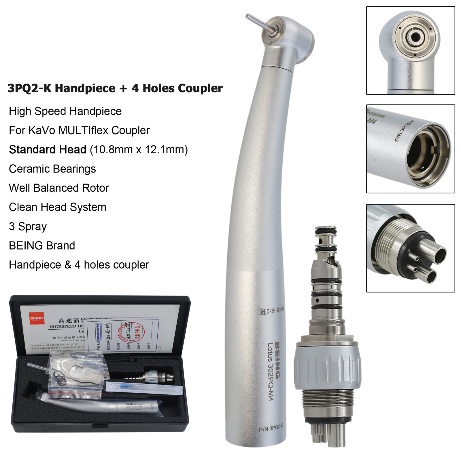 BEING High Speed Dental Handpiece Turbine For KAVO MULTIflex LUX Coupling 4 Hole