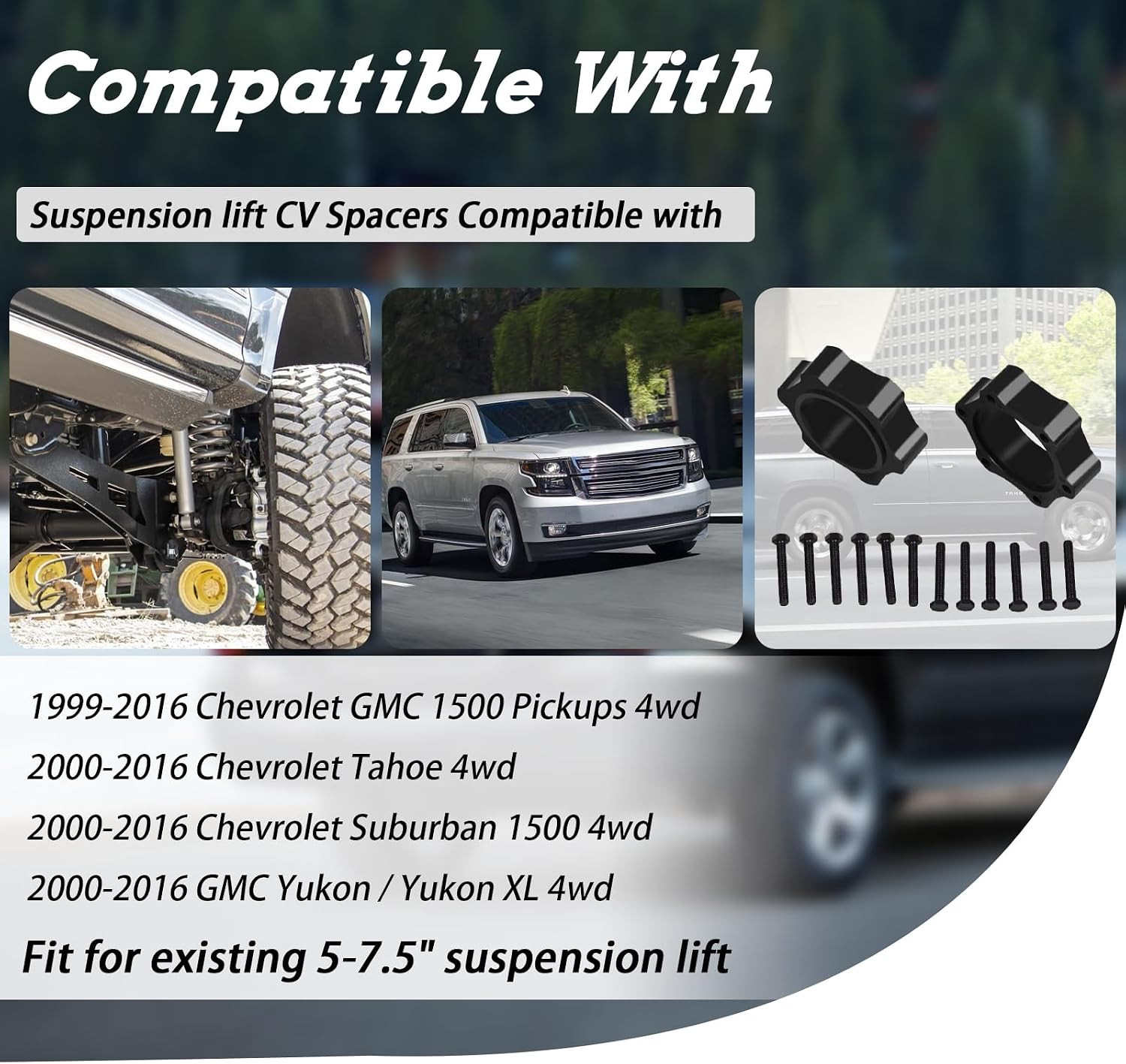 CV Spacers with Hardware Compatible with 99-16 Chevrolet GMC 1500 Pickups,00-16