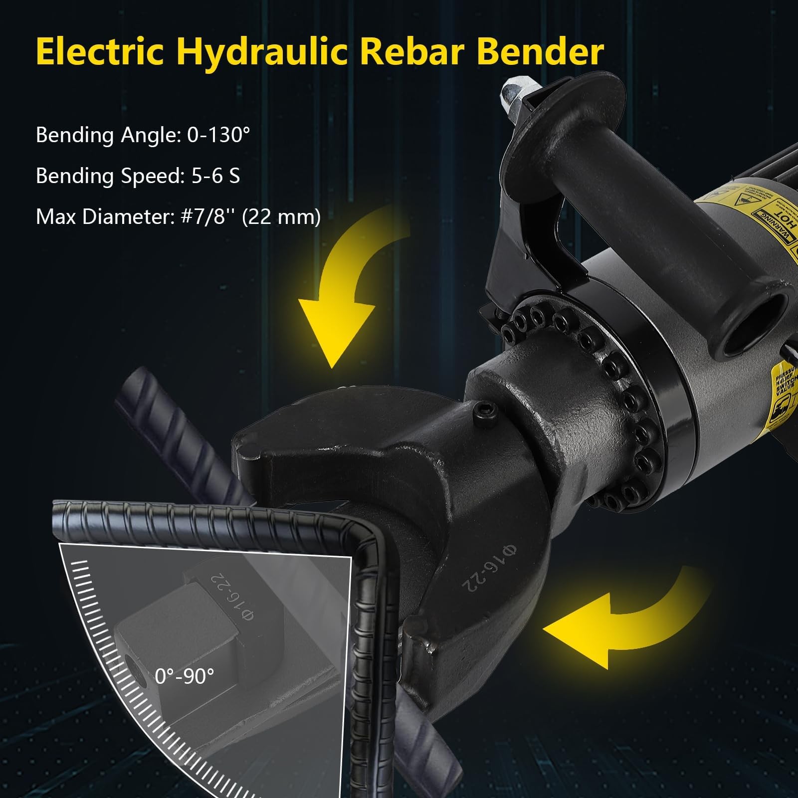 1200W Electric Hydraulic Rebar Bender Tool,110V, Bending up to 7/8 in #7 22 mm