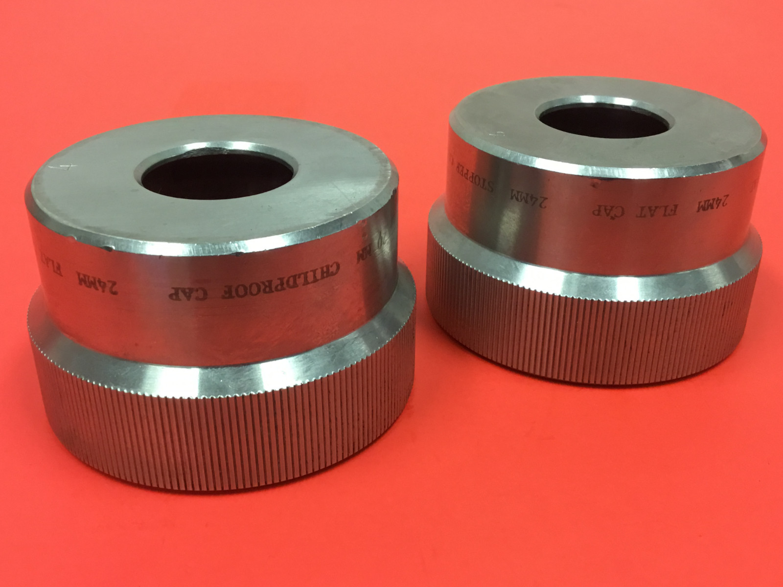 20mm Childproof Cap – 24mm Flat Cap – 24 Stopper Cap Stainless Steel – LOT OF 2