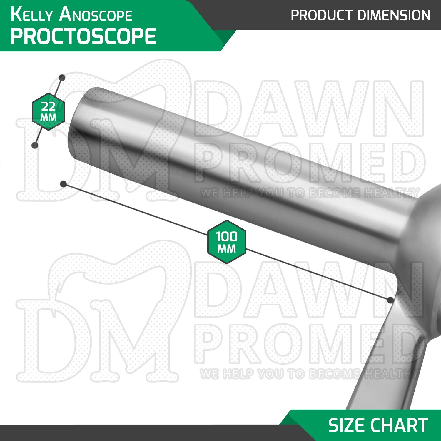 Kelly Anoscope Proctoscope 22 X 100mm Rectal OB/GYN Urology Instrument German Gr