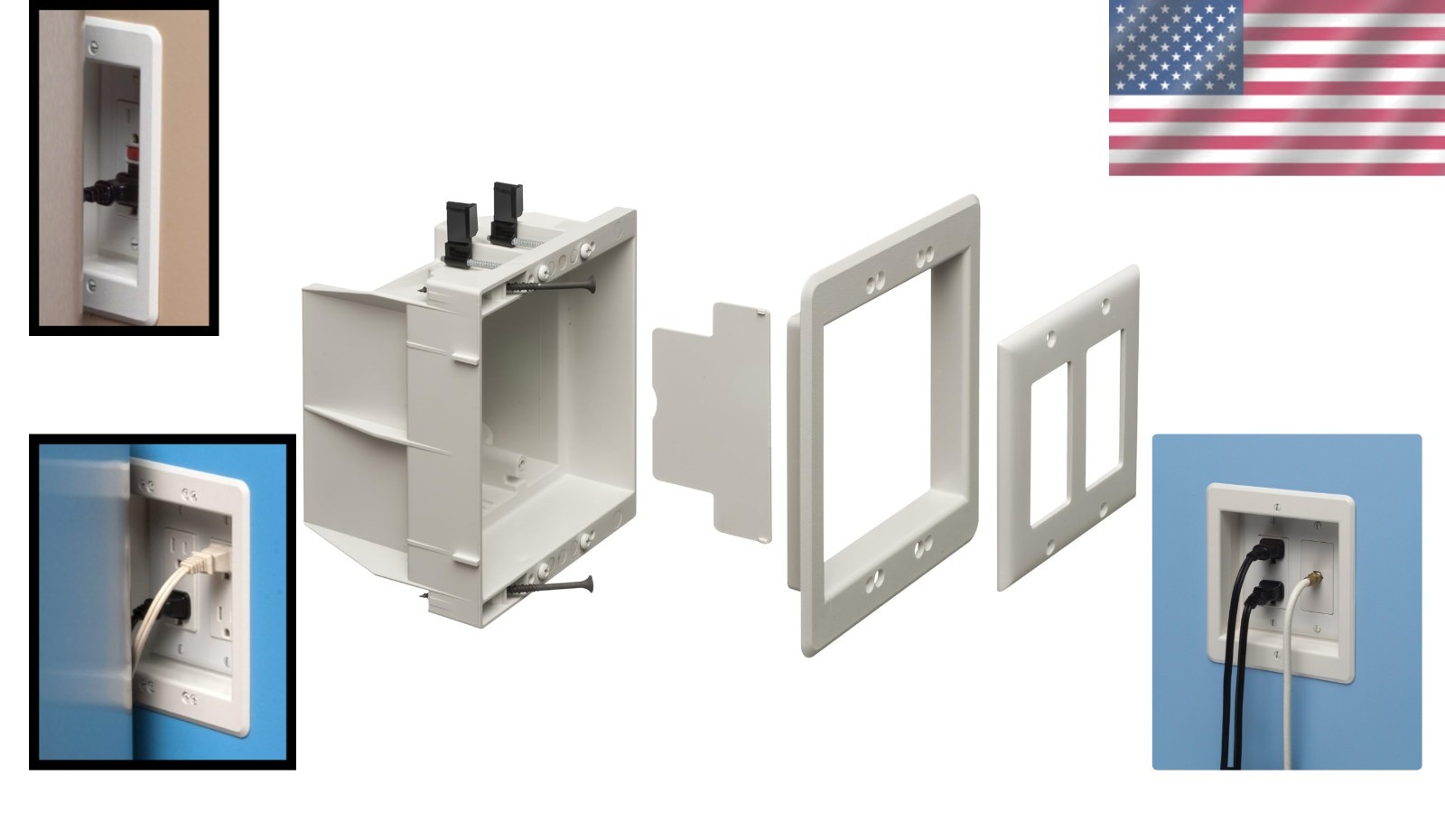 White Recessed Mounting Box for Electrical Outlets