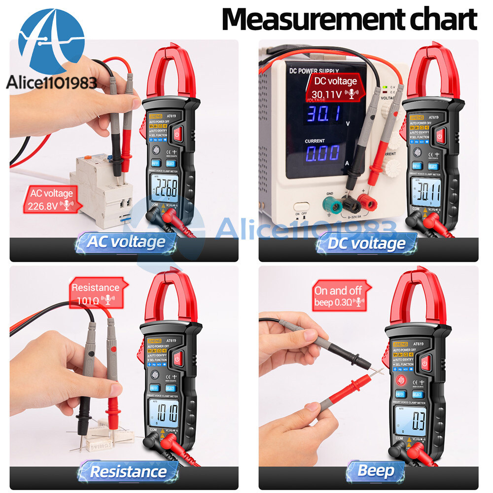 ANENG AT619 Digital Voice Broadcast Multimeter Professional AC DC Clamp Meter