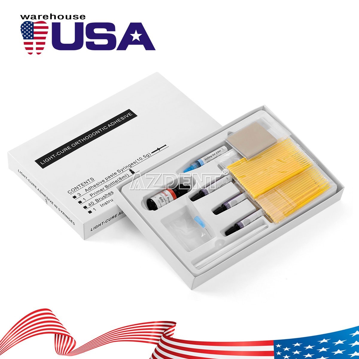 Dental Bracket Braces Glue Ortho Bonding Agents Light Cure Resin Adhesive Kit