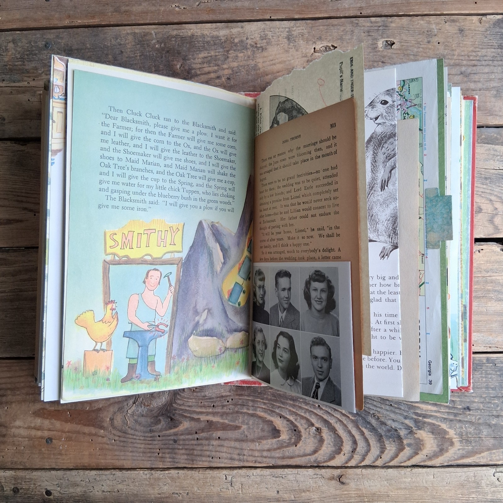 Handmade Junk Journal Vintage Textbook Cover Roads To Everywhere Blank Diary