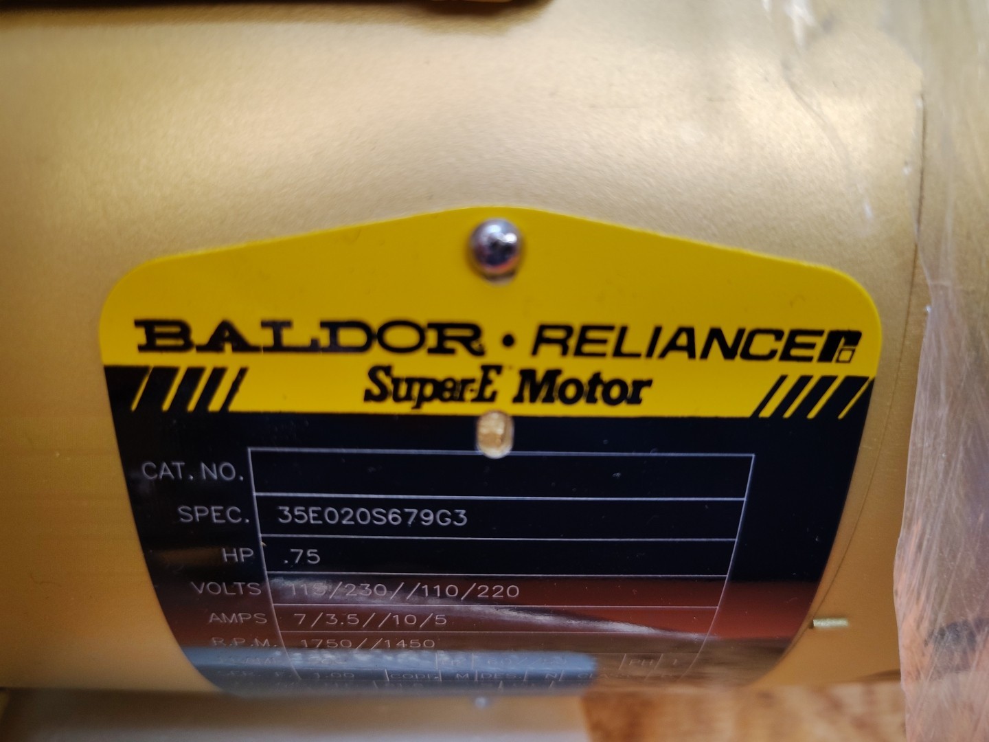 Baldor Reliance Super E Motor 35E020S679G3 .75 HP 1750/1450 RPM PH 1 ABB 115/230