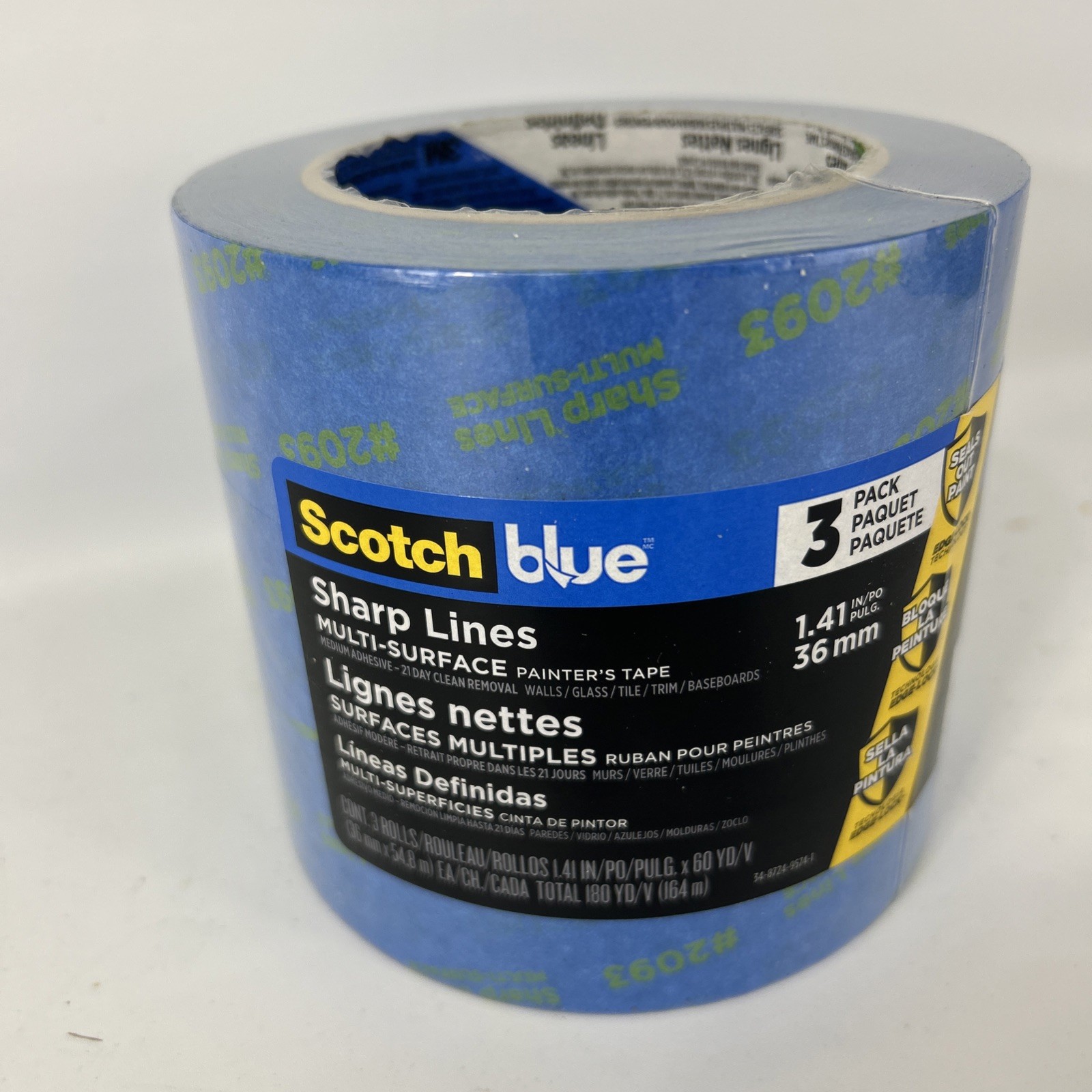 ScotchBlue Sharp Lines Painter’s Tape 3-Pack: 1.41 in. x 60 yds. (Blue)