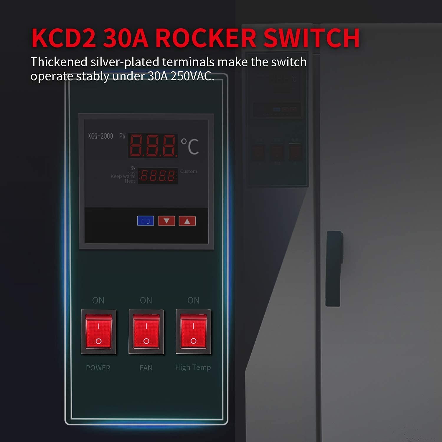 3 Pack On Off Red Light Rocker Switch 250V AC 30 AMP 125V 30A DPST 4 lug legs