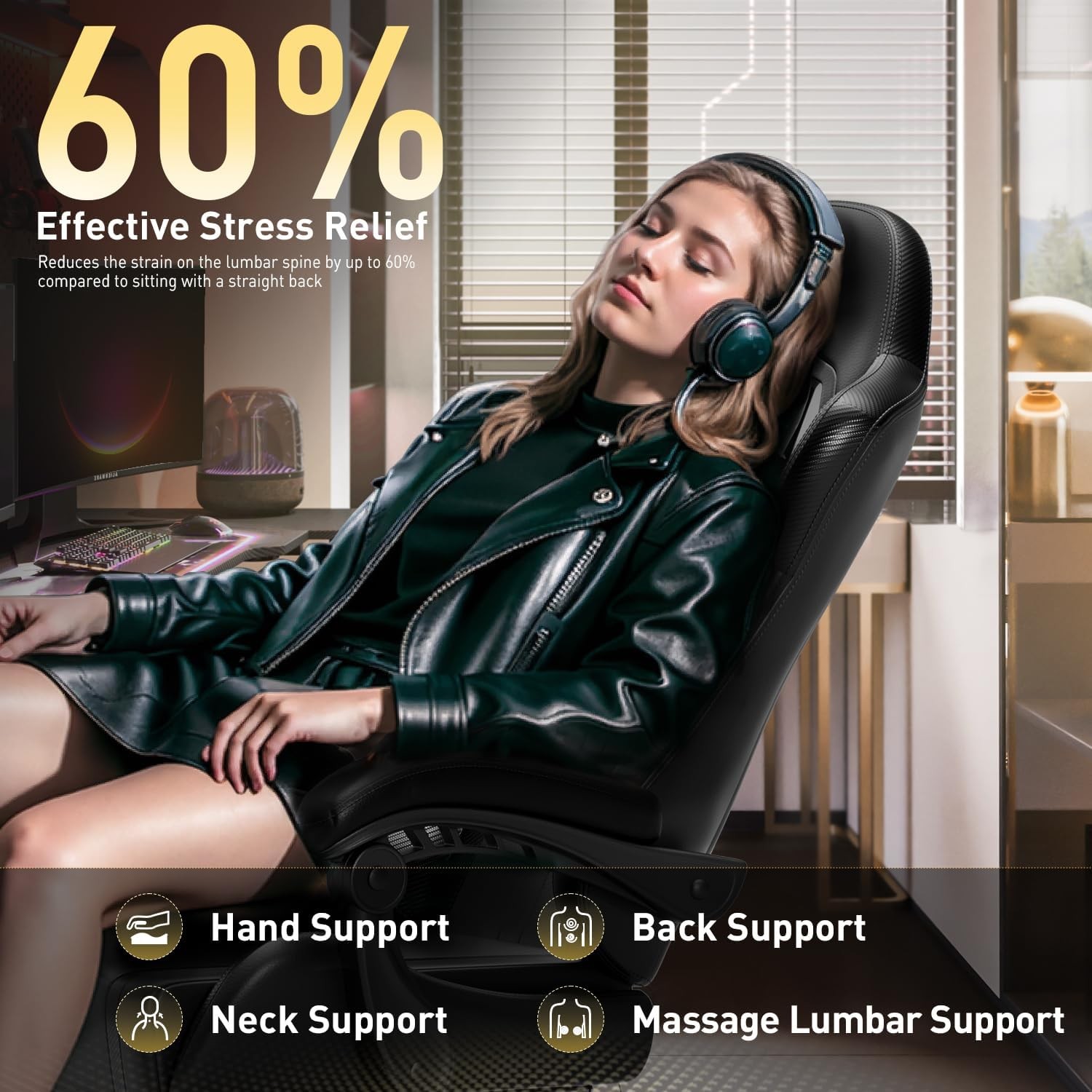 Massage Gaming Chair with Footrest, Computer Chair with Headrest, Gamer Chair