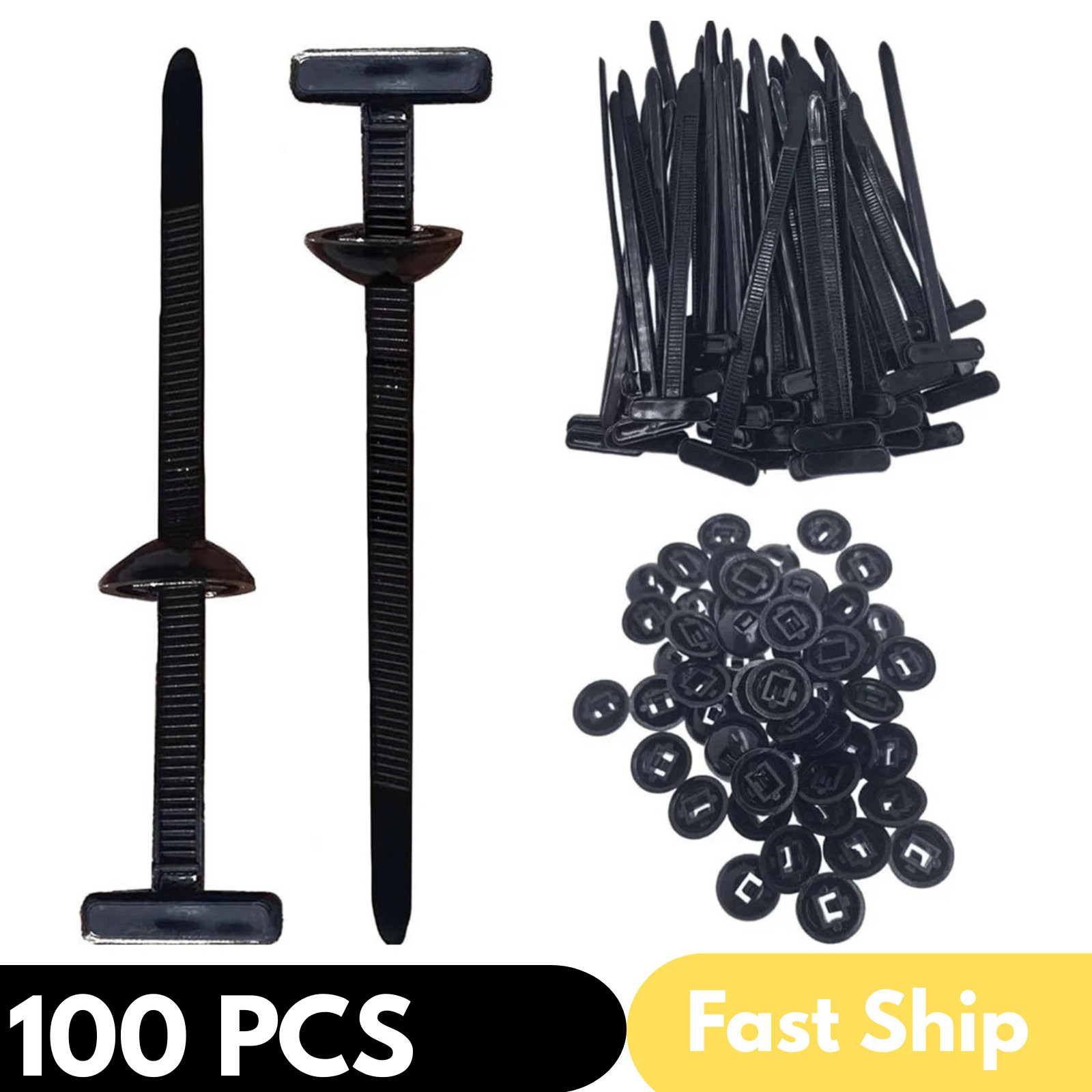 100 PCS Nylon Cable Tie Buckle,Heavy Duty Self-Locking Zip Ties Holder Universal