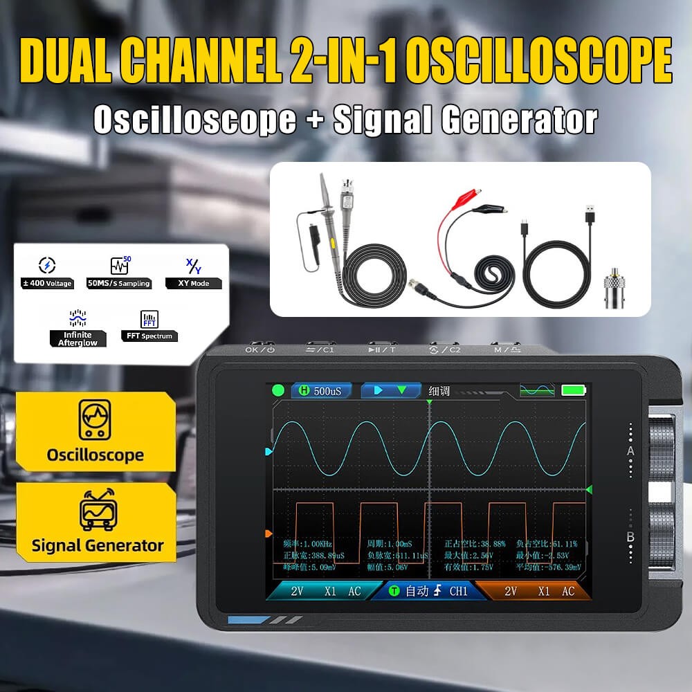 FNIRSI DS215H 2in1 Dual Channel Digital Oscilloscope Signal Generator 50MHz 250MSa/s