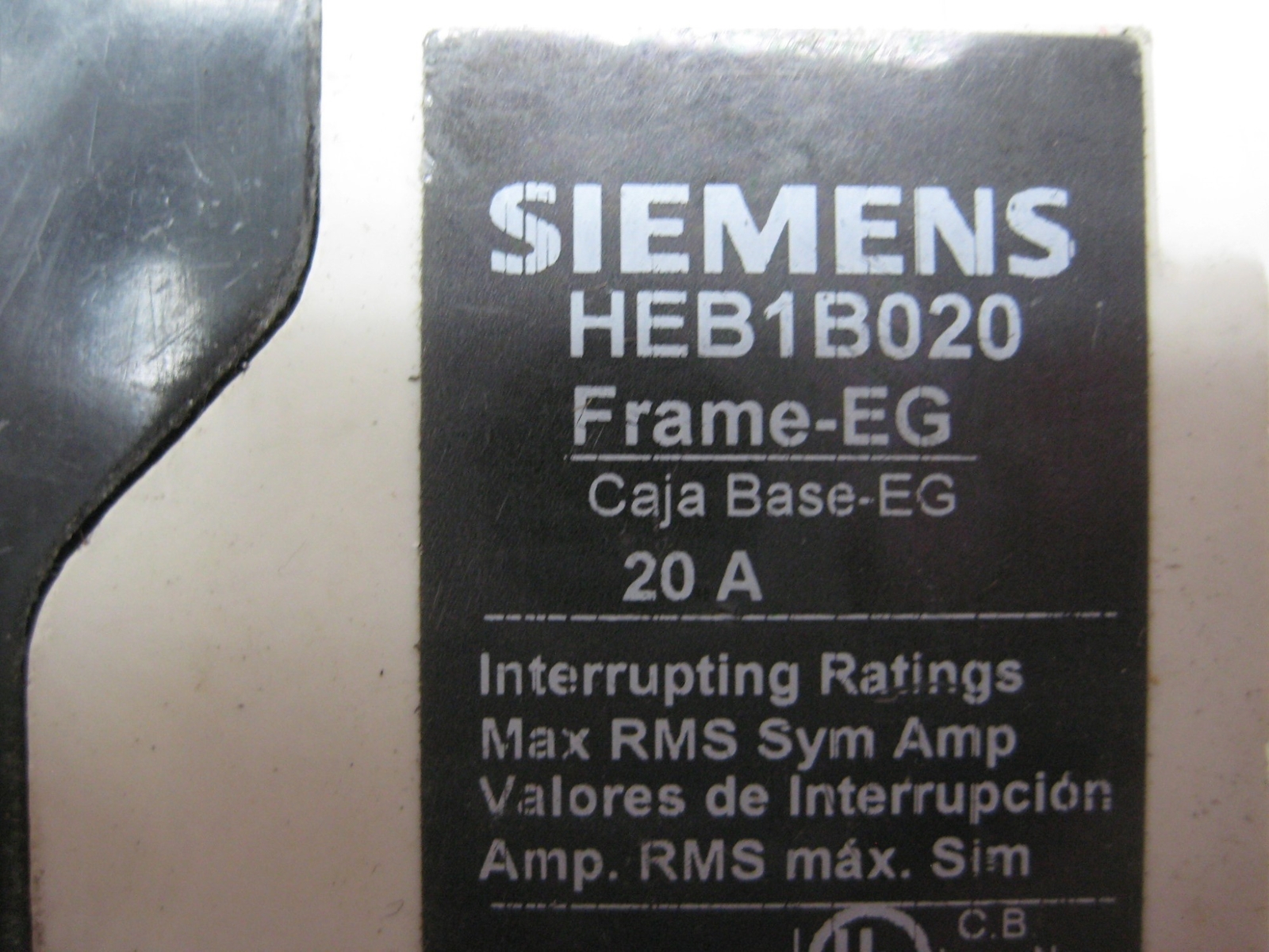 SIEMENS HEB1B020 20A 1POLE BREAKER NSNP