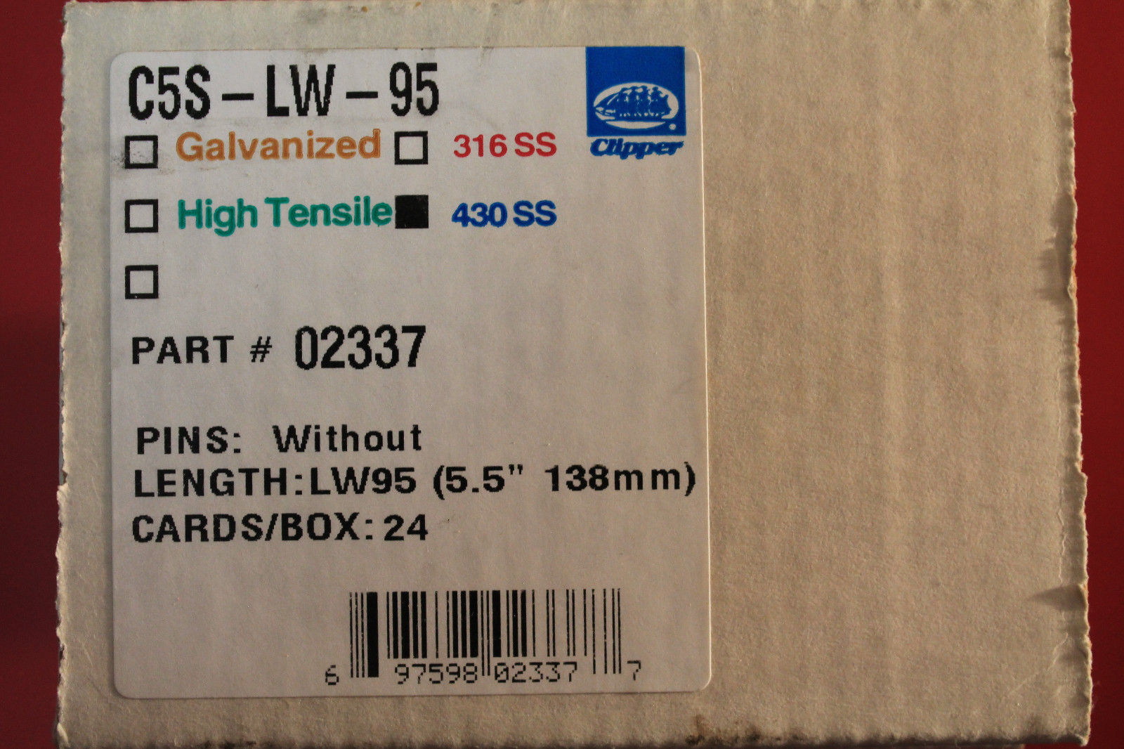 Clipper Belt Fasteners High Tensile C5S LW 95 part 02337