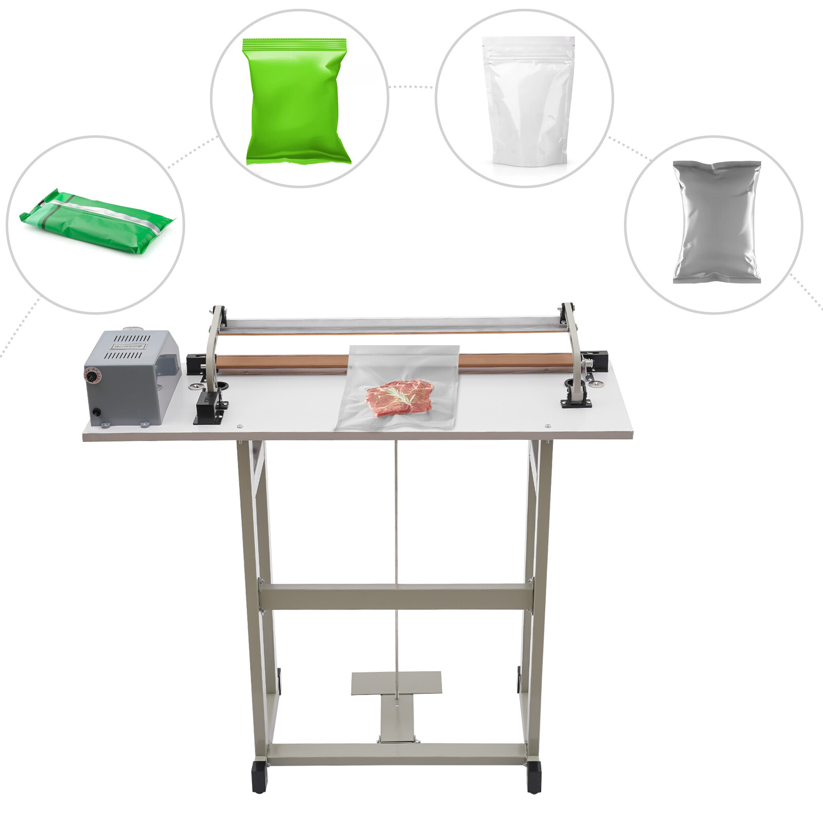 22.83″ Foot Pedal Impulse Sealer Heat Sealing Machine,Plastic Bag Sealer AC 110V