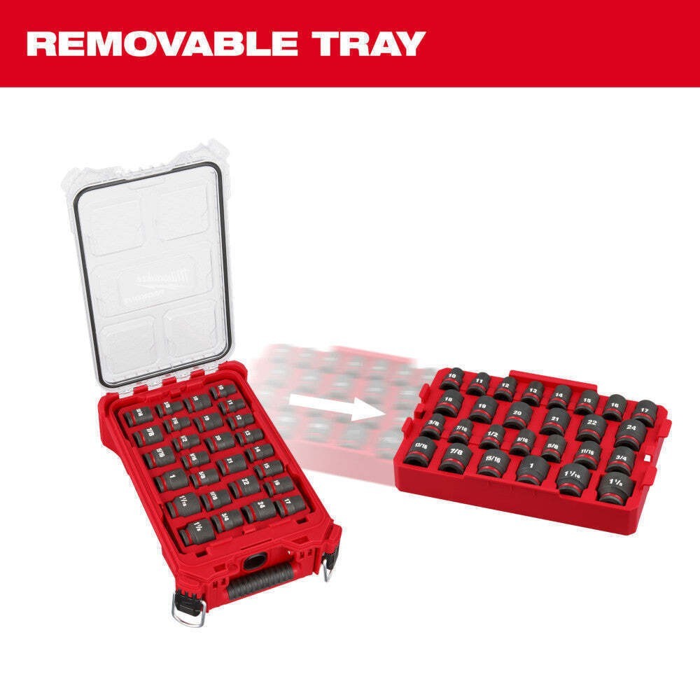 Milwaukee 49-66-6804 SHOCKWAVE 1/2” Impact Duty Socket MM PACKOUT Set-27 PC US