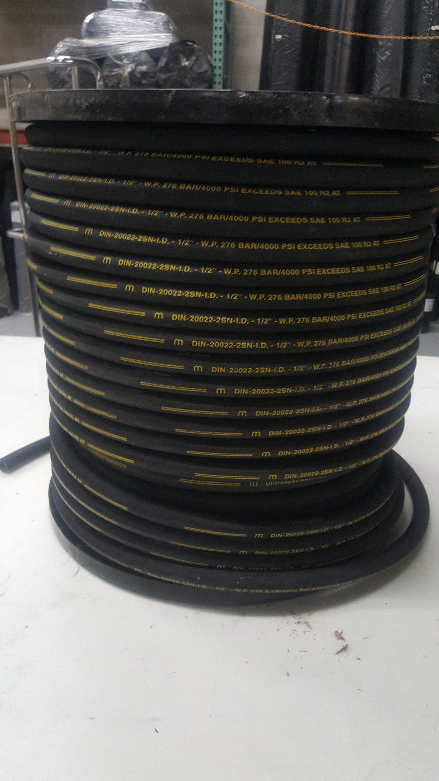 HYDRAULIC HOSE100FT R2T06 3/8 SAE W.P. PSI 4800 2WIRE FREE SHIPPING