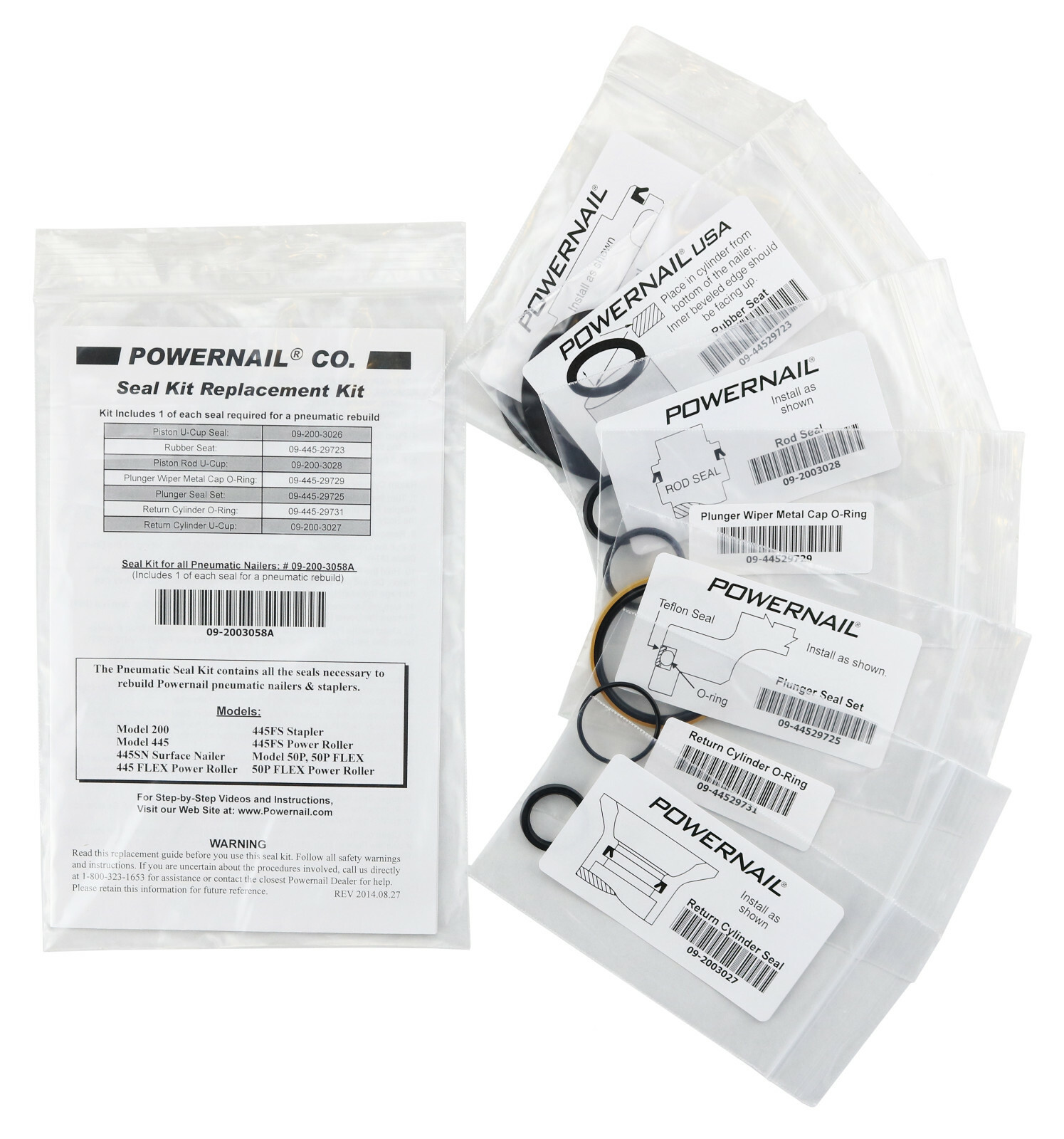 Powernail Pneumatic Nailer and Stapler Seal Kit (contains 1-ea of all seals)