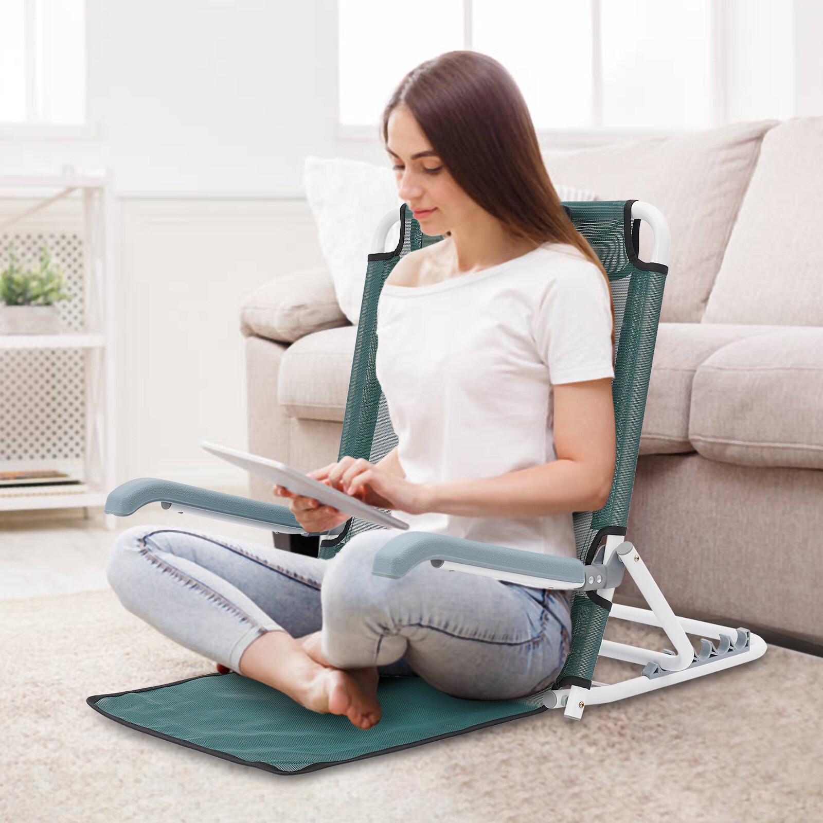 Foldable Bed Backrest Support Adjustable Sit-up Back Rest Bed Chair 198.42 lbs