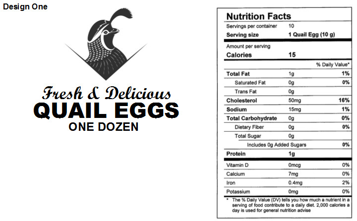 QUAIL EGG CARTON LABELS 25/LABELS (CARTON NOT INCLUDED)
