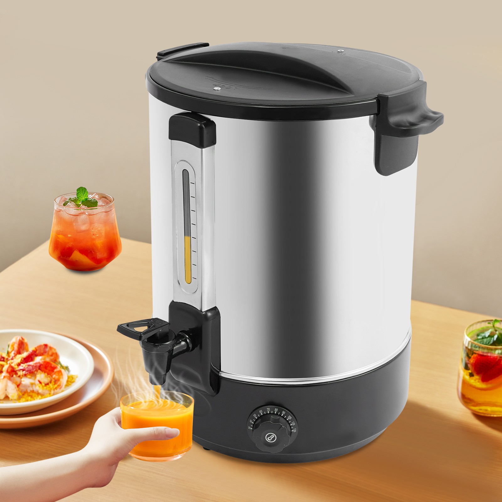 38L Commercial Eletric Hot Water Dispenser Countertop Water Boiler 110V Black