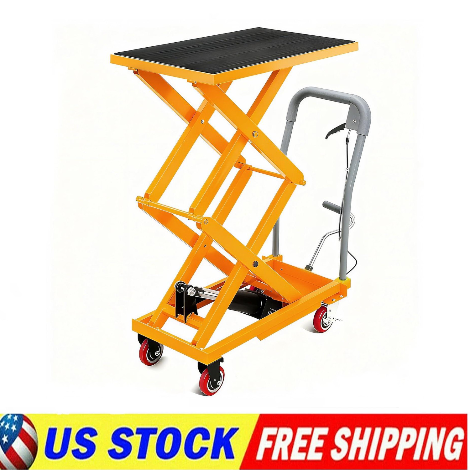Manual Double Scissor Lift Table Hydraulic Lift Cart 330Lbs 50 Inch Lifting