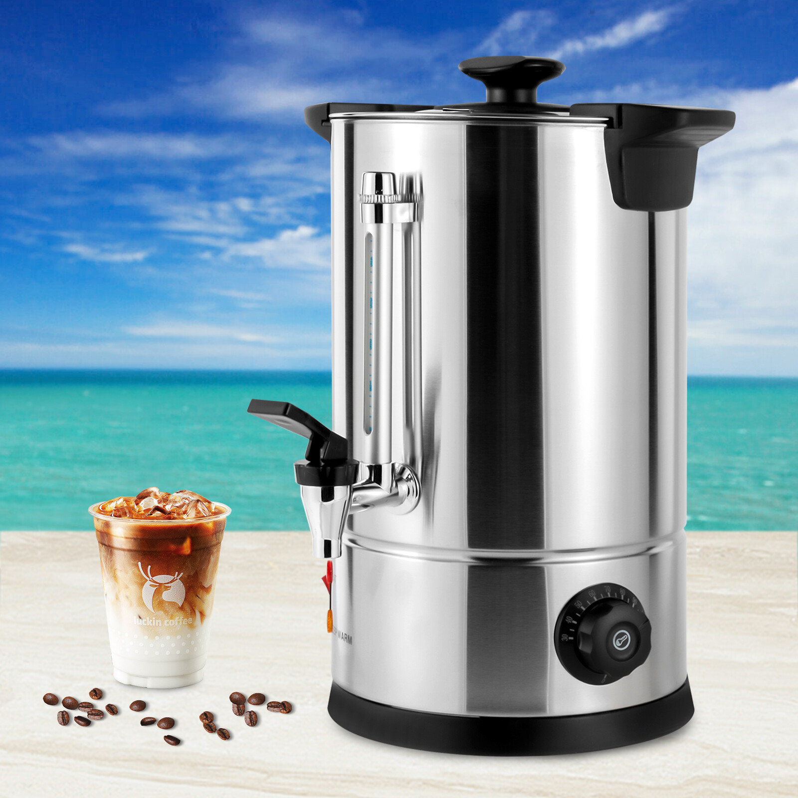 8L/2.11gal Premium Commercial Coffee Machine Large Stainless Steel Coffee Maker