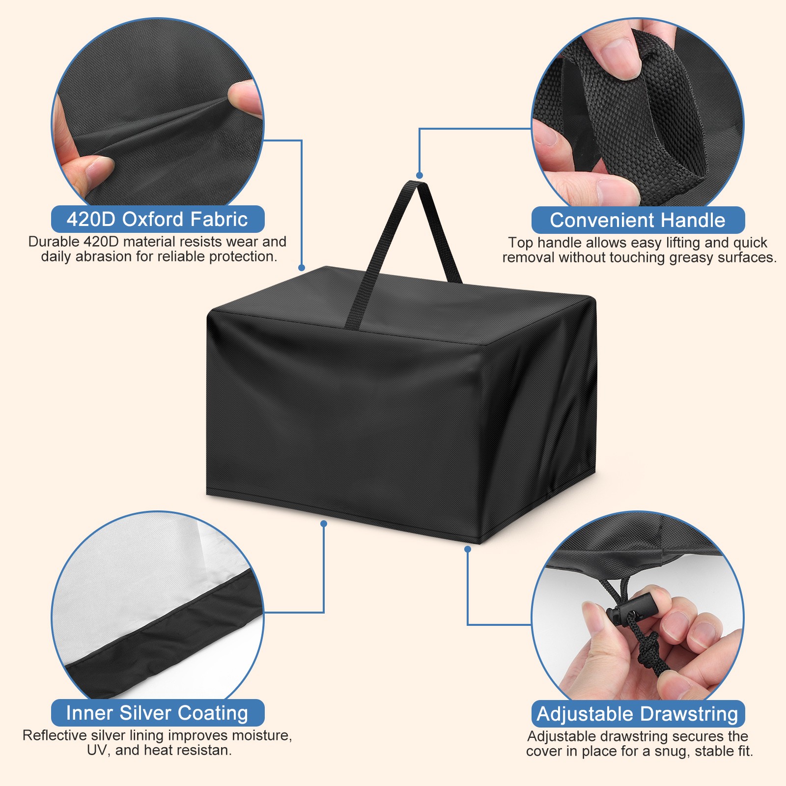 Heat Press Machine Dust Cover Water Resistant Protector with Handle & Drawstring