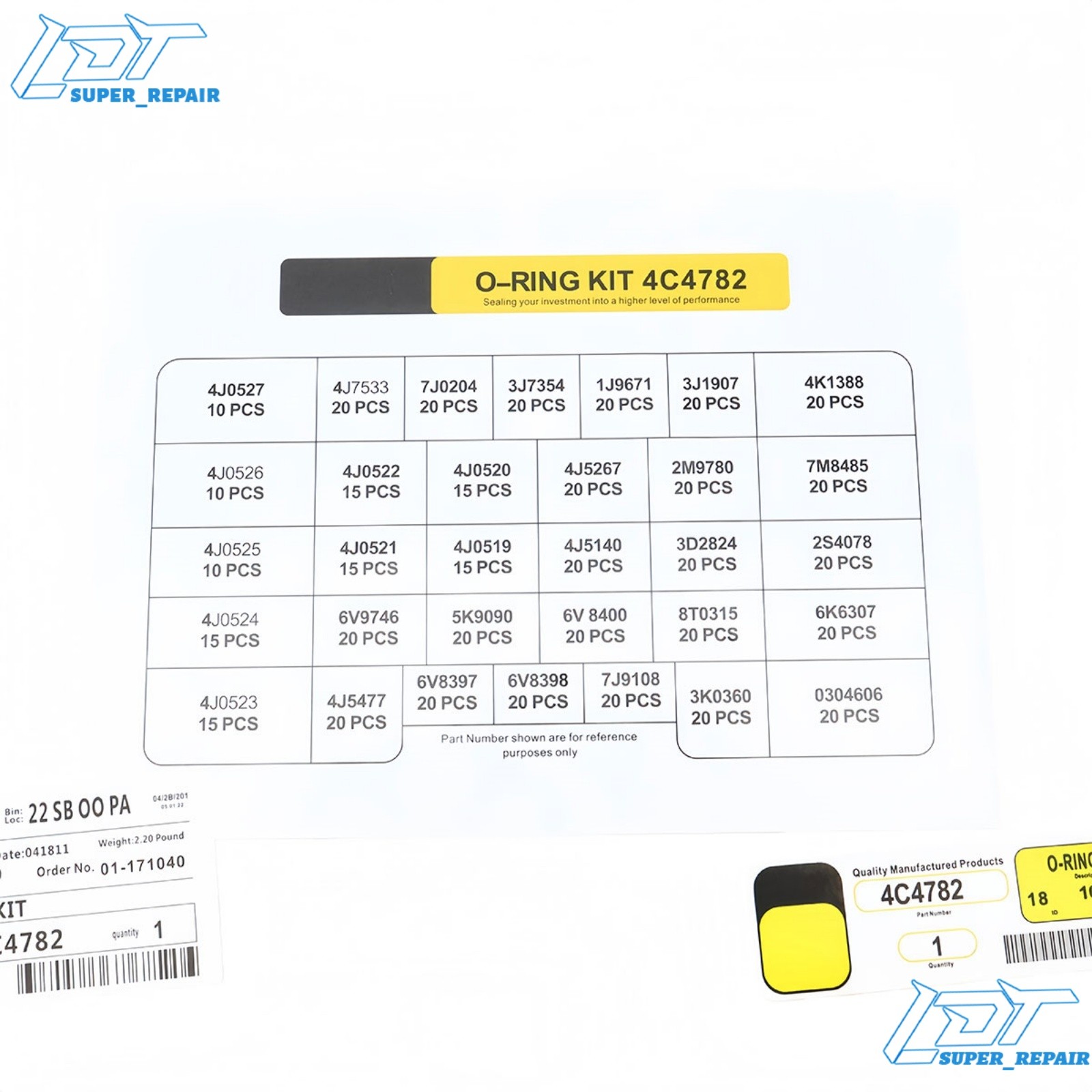 4C-4782 For SAE STOR ORFS 61 62 Nitrile90 580Pcs Seal O-Ring Kit
