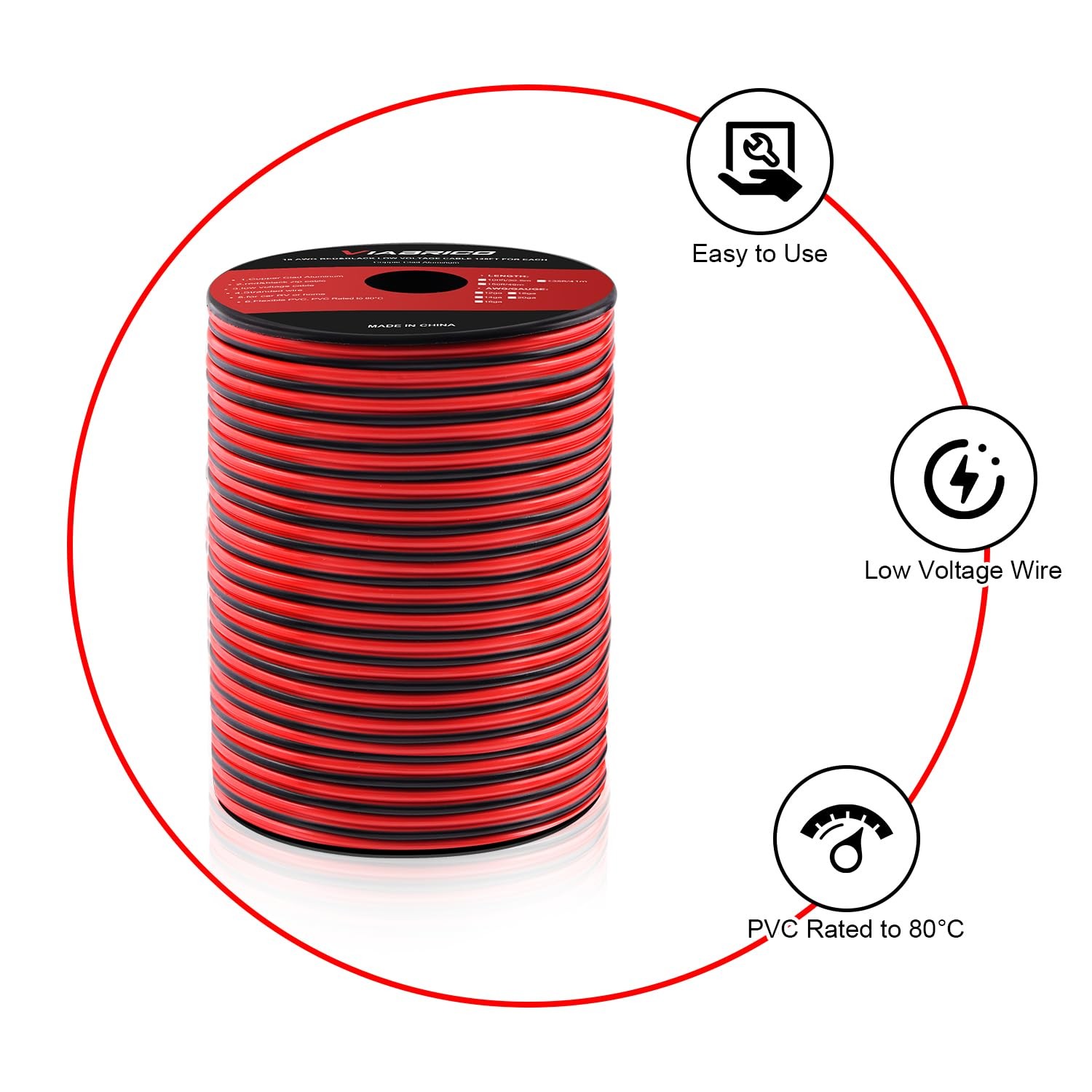12Gauge 100FT Electrical Wire Cable 2 Conductors Red Black Cable Hookup LED L…