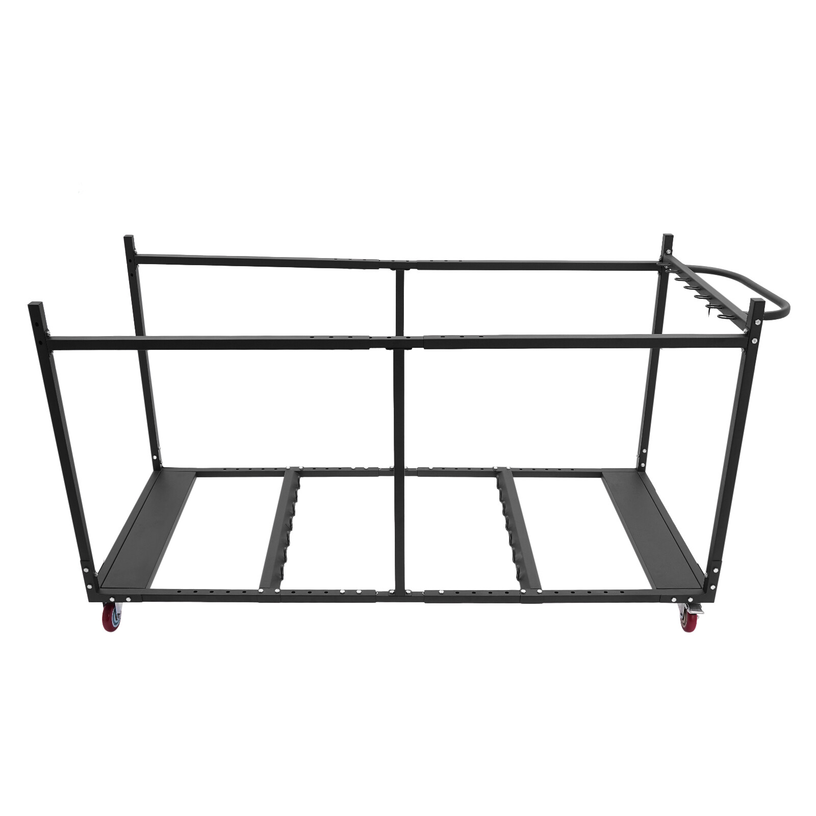 Adjustable Q235 Steel Folding Table Cart – Holds 10 Tables, 4 Swivel Wheels