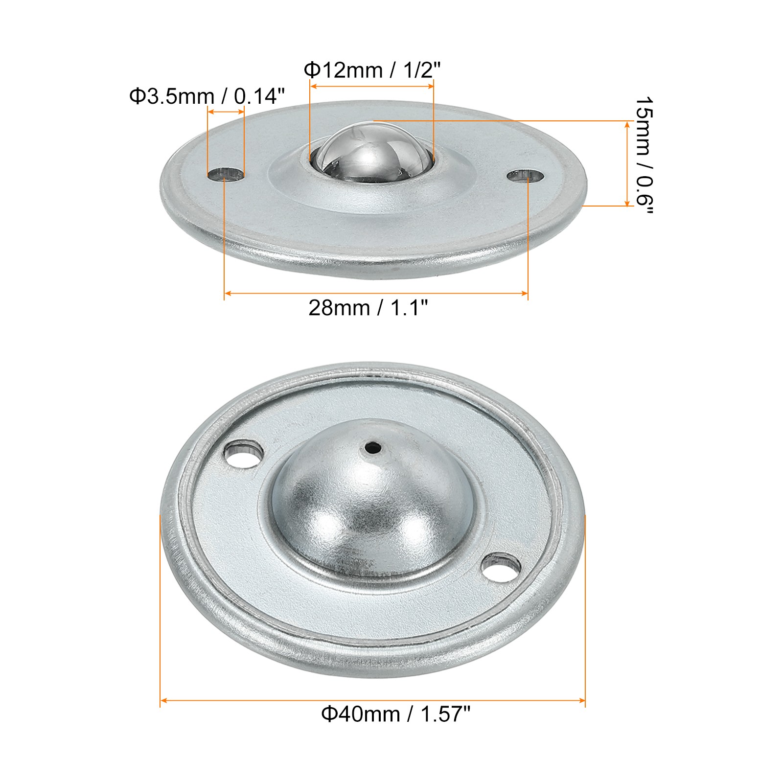 8pcs 1/2″ 15lbs Disc Flange Mounted Carbon Steel Roller Ball Transfer Bearing