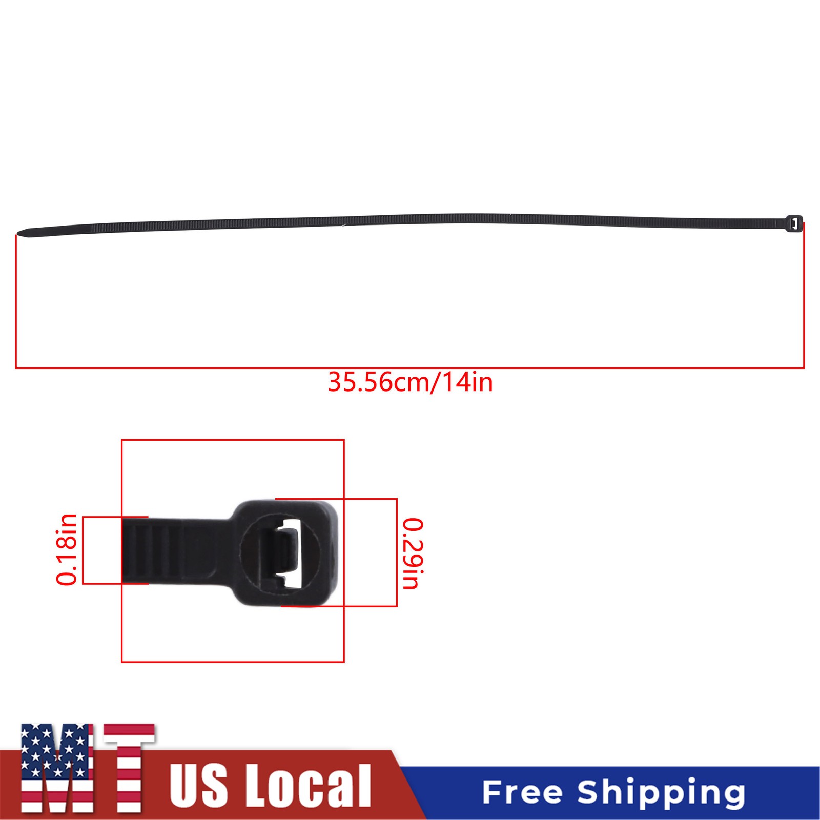 Self-Locking Zip Ties 1200pcs 14 Inch Nylon 50lb Heavy Duty 0.18in Width Black